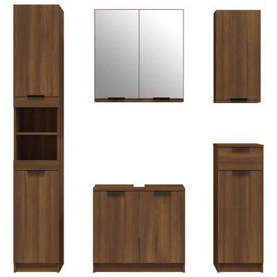vidaXL 5dílná sada koupelnových skříněk hnědý dub kompozitní dřevo