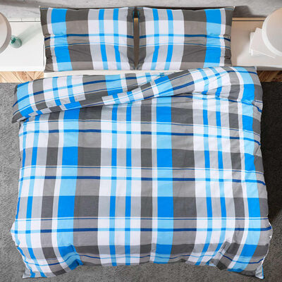 vidaXL Sada ložního prádla modrá a šedá 225 x 220 cm bavlna
