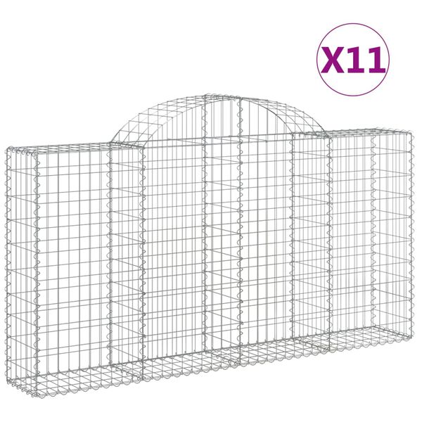 vidaXL Klenuté gabionové koše 11ks 200x30x100/120cm pozinkované železo