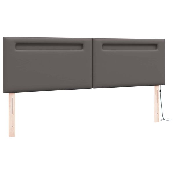 vidaXL LED hlavov&aacute; deska &Scaron;ed&aacute; 180 cm Uměl&aacute; kůže