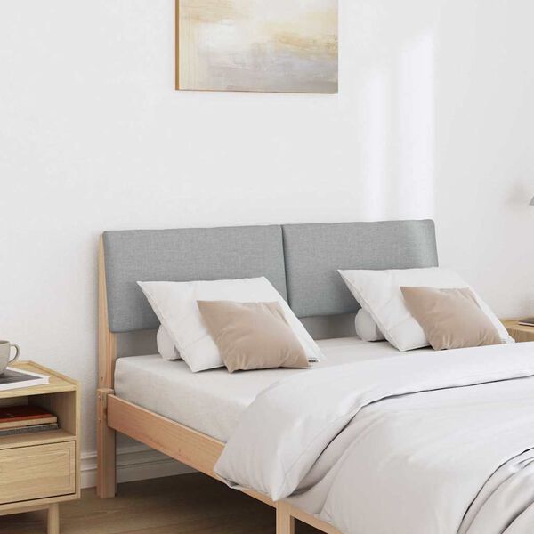 vidaXL Čalouněn&eacute; čelo postele Světle &scaron;ed&aacute; 120 cm Masivn&iacute; borov&eacute; dřevo