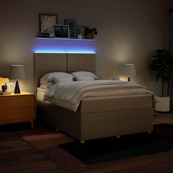 vidaXL Box spring postel s matrac&iacute; kr&eacute;mov&aacute; 140x190 cm textil