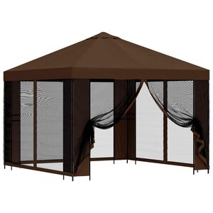 vidaXL Zahradn&iacute; alt&aacute;n se stěnami 3 x 3 m Hněd&aacute; Polyester a ocel