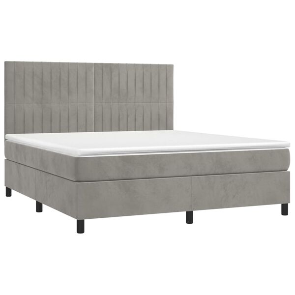 vidaXL Box spring postel s matrac&iacute; světle &scaron;ed&aacute; 160x200 cm samet