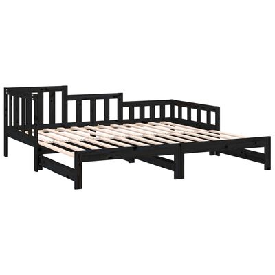 vidaXL Výsuvná postel černá 2x (80 x 200) cm masivní borovice