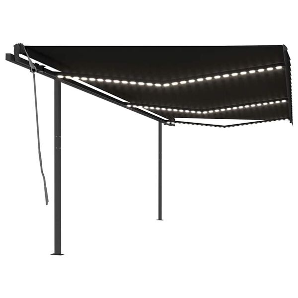 vidaXL Automatick&aacute; mark&yacute;za LED a senzor větru 6 x 3 m antracitov&aacute;