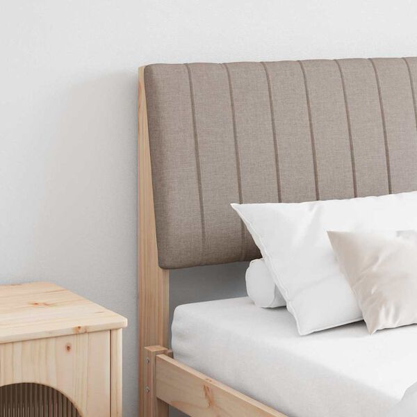 vidaXL Čalouněn&eacute; čelo postele Taupe 200 cm Masivn&iacute; borov&eacute; dřevo