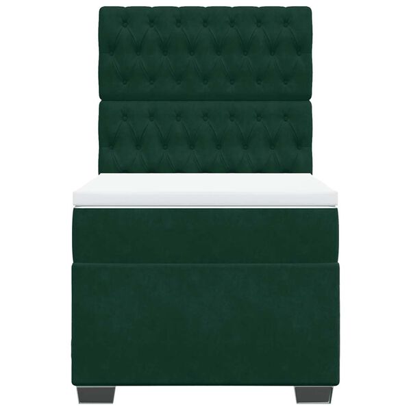 vidaXL Box spring postel s matrac&iacute; tmavě zelen&aacute; 90x200 cm samet