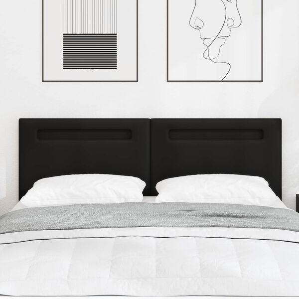 vidaXL LED hlavov&aacute; deska Čern&aacute; 144 cm Uměl&aacute; kůže