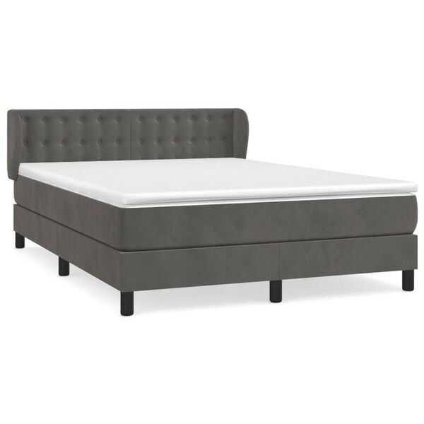 vidaXL Box spring postel s matrac&iacute; tmavě &scaron;ed&yacute; 140 x 190 cm samet
