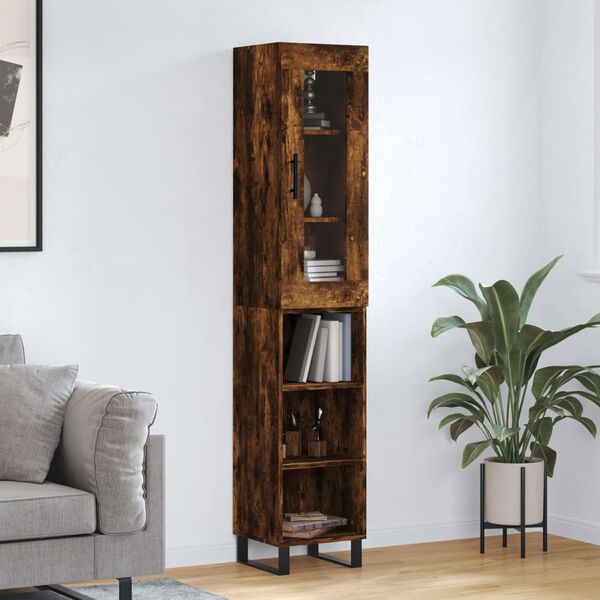 vidaXL Skř&iacute;ň highboard kouřov&yacute; dub 34,5 x 34 x 180 cm kompozitn&iacute; dřevo