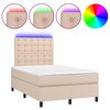 vidaXL Box spring postel matrace a LED cappuccino 140x190cm uměl&aacute; kůže