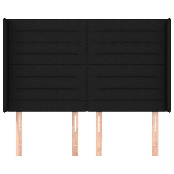 vidaXL Čelo postele typu u&scaron;&aacute;k čern&eacute; 147x16x118/128 cm textil