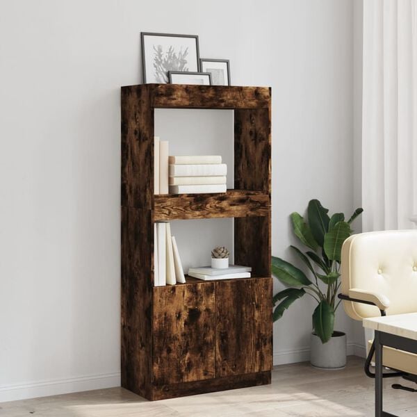 vidaXL Skř&iacute;ň highboard kouřov&yacute; dub 63 x 33 x 140 cm kompozitn&iacute; dřevo