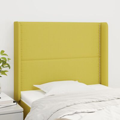 vidaXL Čelo postele typu ušák zelené 93x16x118/128 cm textil