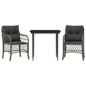 vidaXL 3d&iacute;ln&yacute; bistro set s podu&scaron;kami &scaron;ed&yacute; polyratan