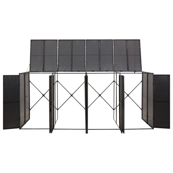 vidaXL Př&iacute;stře&scaron;ek na čtyři popelnice čern&yacute; 274 x 80 x 117 cm polyratan