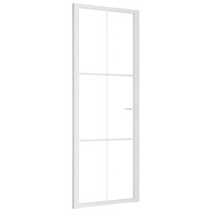 vidaXL Interi&eacute;rov&eacute; dveře 76 x 201,5 cm b&iacute;l&eacute; ESG sklo a hlin&iacute;k