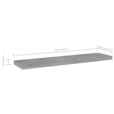 vidaXL Přídavné police 8 ks betonově šedé 40 x 10 x 1,5 cm dřevotříska
