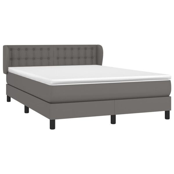 vidaXL Box spring postel s matrac&iacute; &scaron;ed&aacute; 140 x 190 cm uměl&aacute; kůže