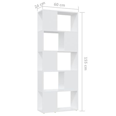 vidaXL Knihovna / dělicí stěna bílá 60 x 24 x 155 cm dřevotříska
