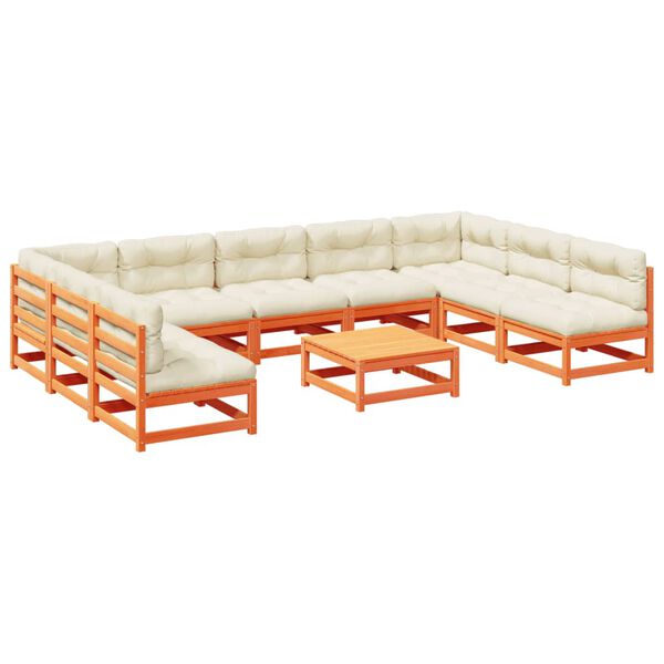 vidaXL 10d&iacute;ln&aacute; zahradn&iacute; sedac&iacute; souprava podu&scaron;ky voskově hněd&aacute; borovice