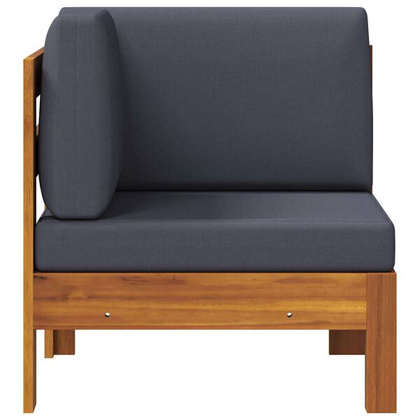 vidaXL Rohová pohovka s tmavě šedými poduškami masivní akácie