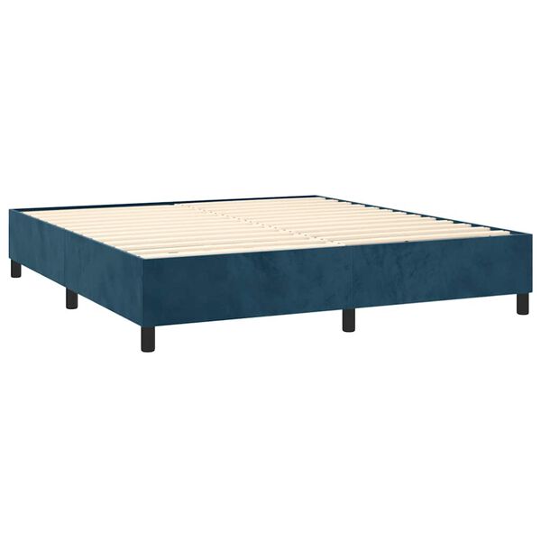 vidaXL Box spring postel s matrac&iacute; tmavě modr&aacute; 180x200 cm samet