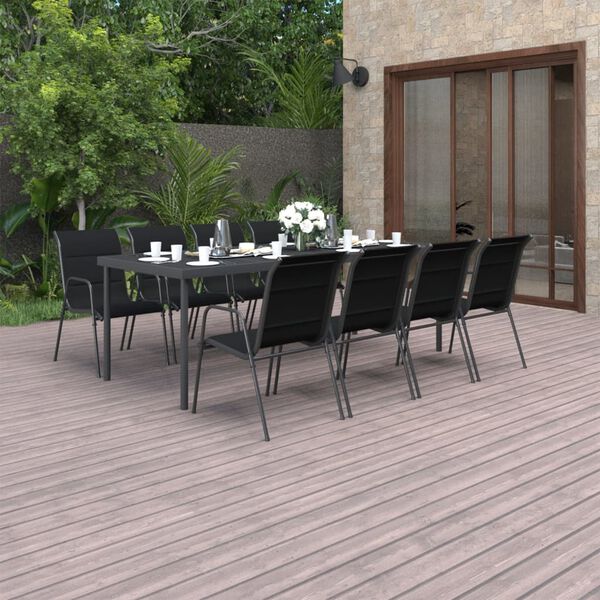 vidaXL 9d&iacute;ln&yacute; zahradn&iacute; j&iacute;deln&iacute; set ocelov&yacute;