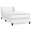 vidaXL Box spring postel s matrac&iacute; b&iacute;l&aacute; 100x200 cm uměl&aacute; kůže