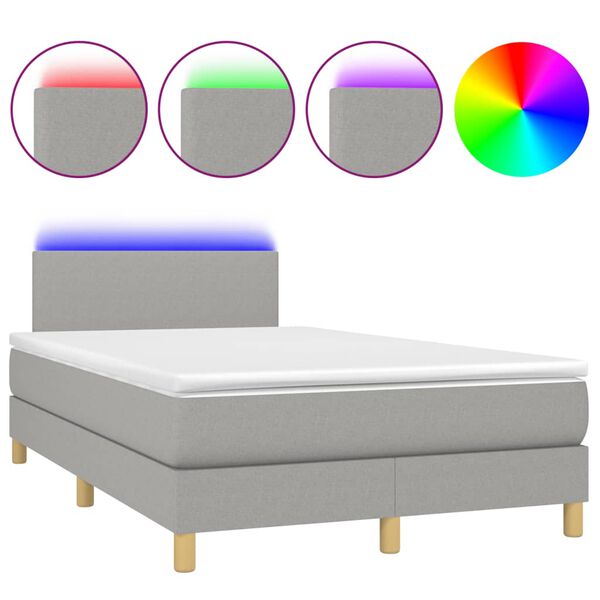 vidaXL Box spring postel s matrac&iacute; a LED světle &scaron;ed&aacute; 120x190 cm textil