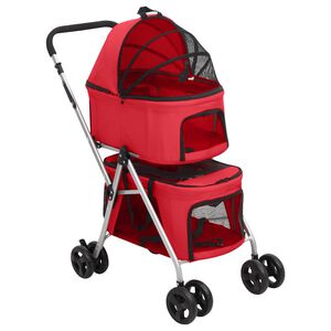 vidaXL 2patrov&yacute; skl&aacute;dac&iacute; koč&aacute;rek pro psa červen&yacute; 83x48x97 cm oxford