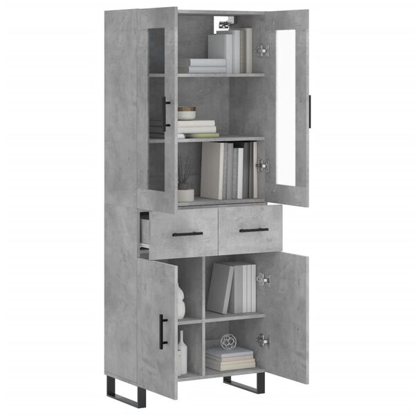 vidaXL Skř&iacute;ň highboard betonově &scaron;ed&aacute; 69,5x34x180 cm kompozitn&iacute; dřevo