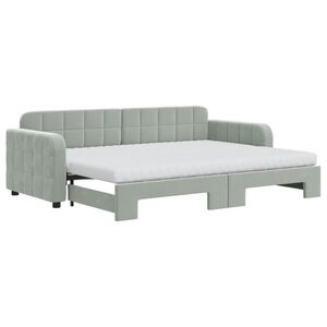 vidaXL V&aacute;lenda s přist&yacute;lkou a matracemi světle &scaron;ed&aacute; 80 x 200 cm samet