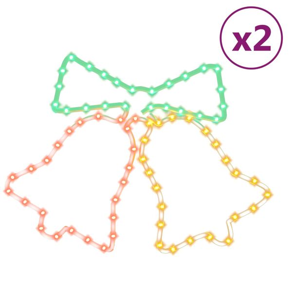 vidaXL Siluety v&aacute;nočn&iacute;ch zvonků se 72 LED 2 ks 50 x 56 cm