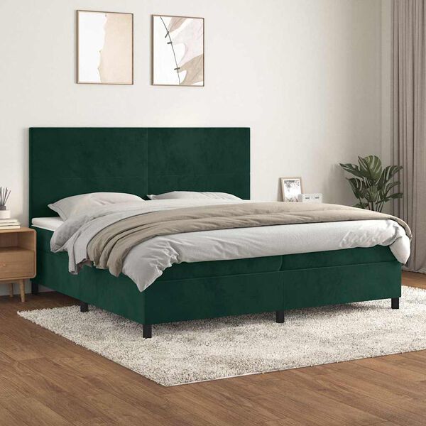 vidaXL Box spring postel s matrac&iacute; tmavě zelen&aacute; 200x200 cm samet