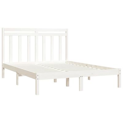 vidaXL Rám postele bílý masivní dřevo 135 x 190 cm Double