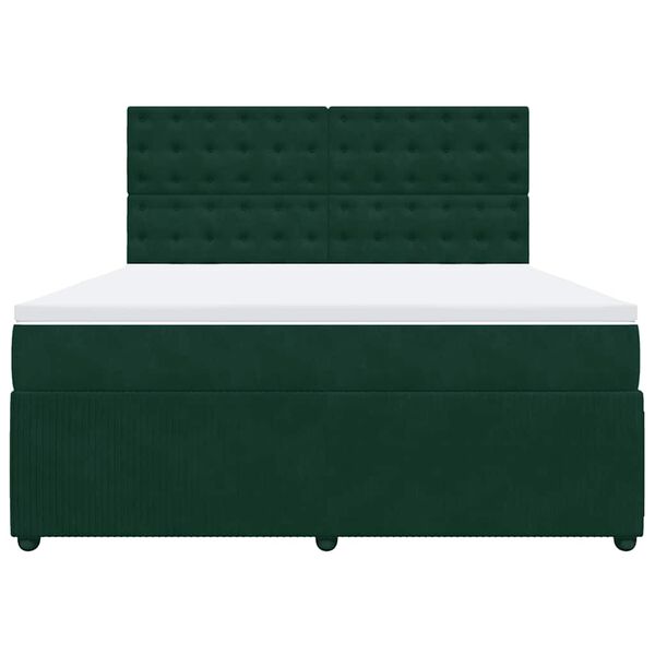 vidaXL Box spring postel s matrac&iacute; tmavě zelen&aacute; 180x200 cm samet