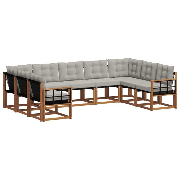 vidaXL Venkovn&iacute; pohovkov&aacute; souprava 9 pcs Př&iacute;rodn&iacute; a světle &scaron;ed&aacute;