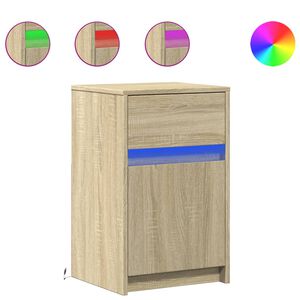 vidaXL Nočn&iacute; stolek s LED osvětlen&iacute;m dub sonoma kompozitn&iacute; dřevo