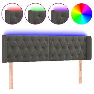 vidaXL Čelo postele s LED tmavě &scaron;ed&eacute; 147 x 16 x 78/88 cm samet