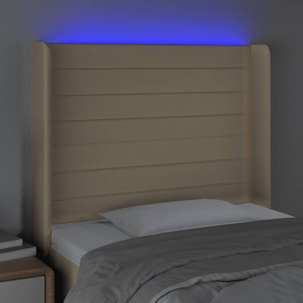 vidaXL Čelo postele s LED kr&eacute;mov&eacute; 93 x 16 x 118/128 cm textil