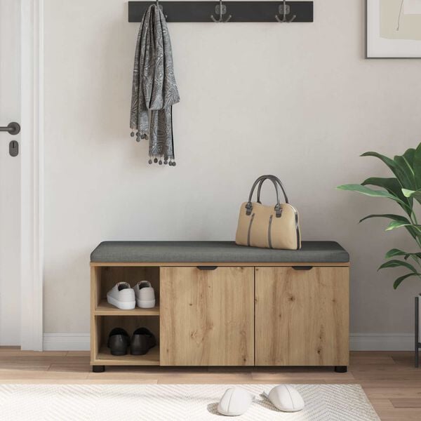 vidaXL Chodbičkov&aacute; lavice s pol&scaron;t&aacute;řem Řemesln&yacute; Dub 100 x 38 x 46 cm