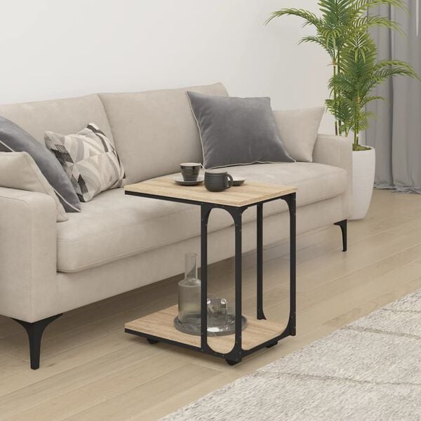 vidaXL Odkl&aacute;dac&iacute; stolek na kolečk&aacute;ch dub sonoma 50x35x55,5 cm kompozit