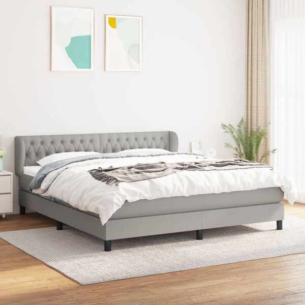 vidaXL Box spring postel s matrac&iacute; světle &scaron;ed&aacute; 180 x 200 cm textil