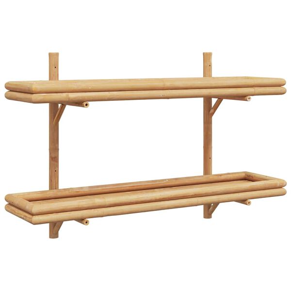 vidaXL N&aacute;stěnn&aacute; police s polic&iacute; N&aacute;stěnn&yacute; Hněd&aacute; 100 x 26 x 60 cm bambus