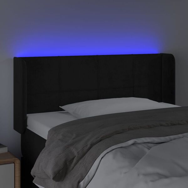 vidaXL Čelo postele s LED čern&eacute; 93 x 16 x 78/88 cm samet