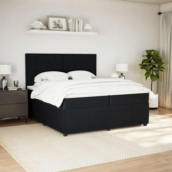 vidaXL Box spring postel s matrac&iacute; čern&aacute; 200x200 cm samet
