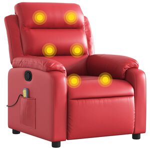 vidaXL Mas&aacute;žn&iacute; polohovac&iacute; křeslo červen&eacute; uměl&aacute; kůže