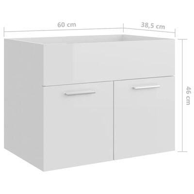 vidaXL Skříňka pod umyvadlo bílá vysoký lesk 60x38,5x46 cm dřevotříska